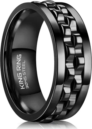 King Ring 8mm Gear Spinner Rings  Ultra Polished Fidget Rings for Men & Women  Designed in USA