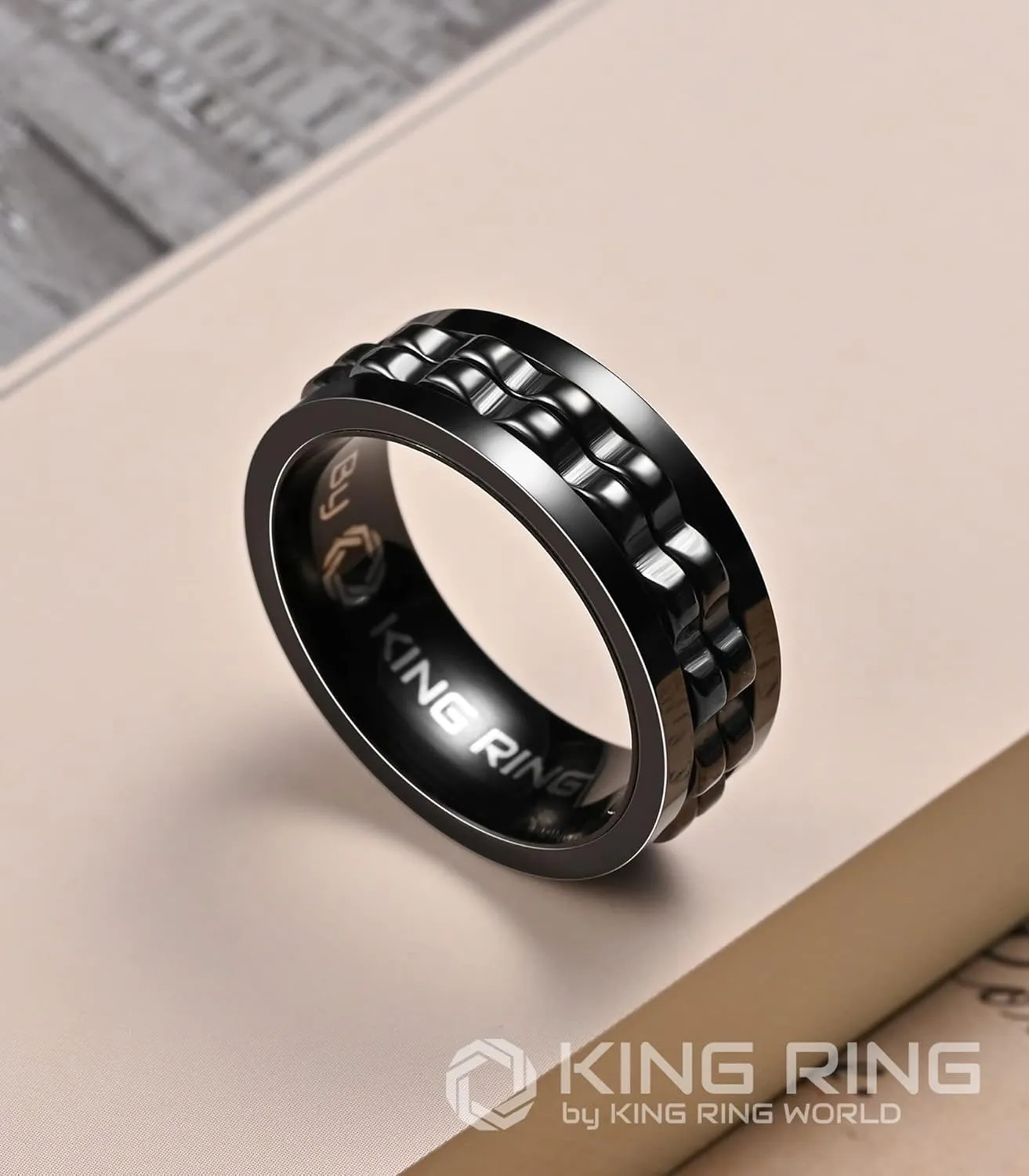 King Ring 8mm Gear Spinner Rings  Ultra Polished Fidget Rings for Men & Women  Designed in USA