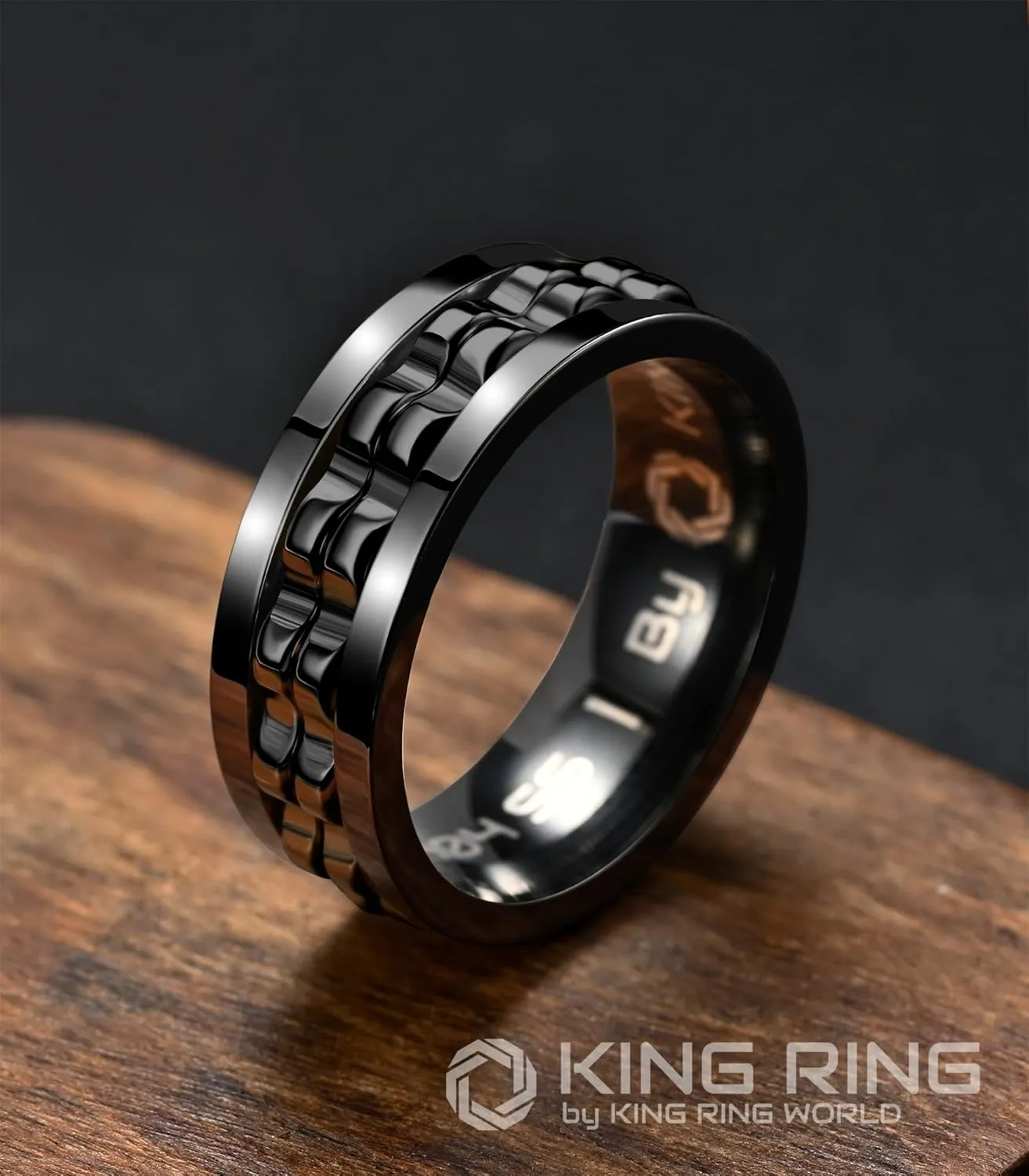 King Ring 8mm Gear Spinner Rings  Ultra Polished Fidget Rings for Men & Women  Designed in USA