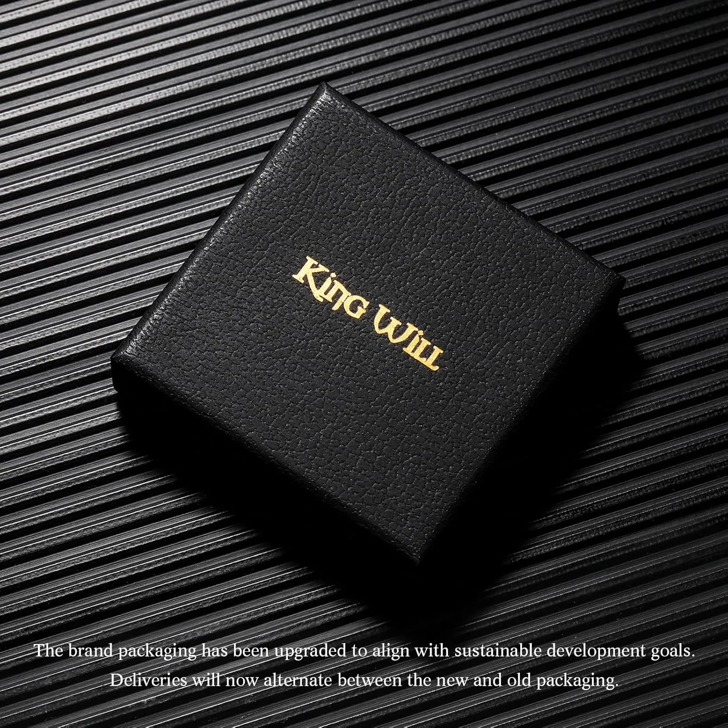 King Will BASIC Men's Black Titanium Ring 8mm Polished Beveled Stepped Edge Matte Brushed Finish Center Wedding Band 2Pcs Set