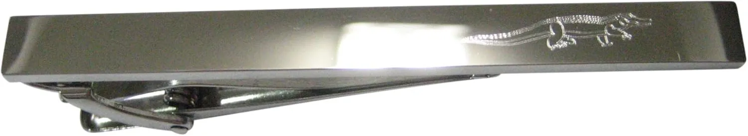 Kiola Designs Silver Toned Etched Sleek Alligator Crocodile Tie Clip