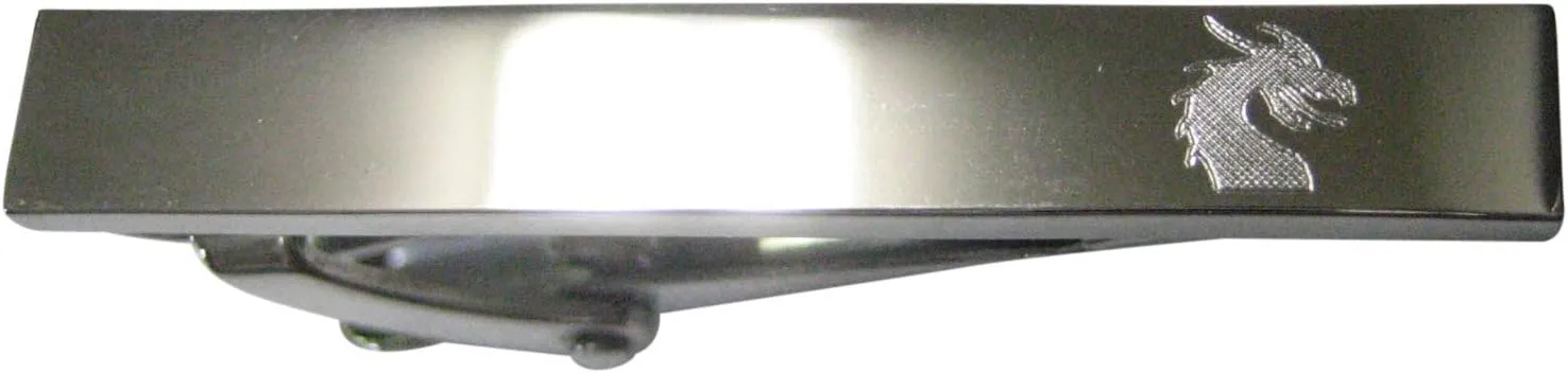 Kiola Designs Silver Toned Etched Sleek Dragon Head Skinny Tie Clip