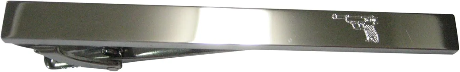 Kiola Designs Silver Toned Etched Sleek Retro Handgun Tie Clip