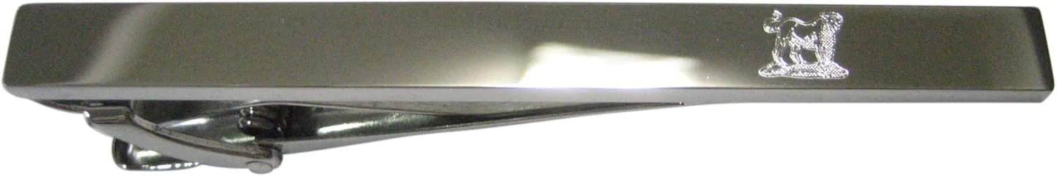 Kiola Designs Silver Toned Etched Sleek Roaring Lioness Tie Clip