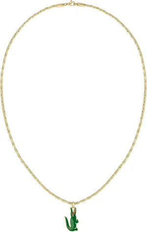 Lacoste Men's Arthor Jewelry Necklace, Stainless Steel, Rectangular Box Chain Necklace, Reversible Pendant, Fashionable