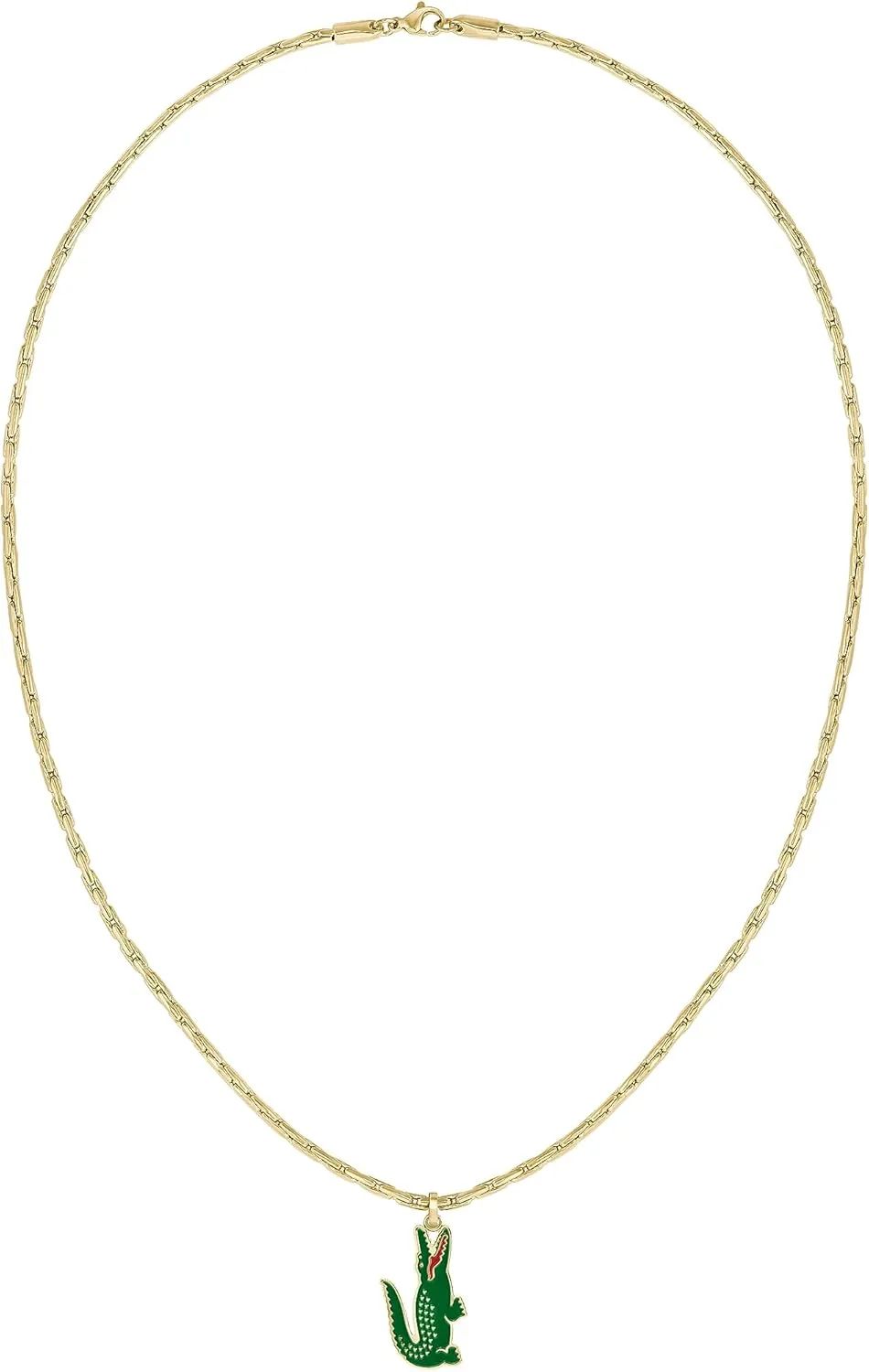 Lacoste Men's Arthor Jewelry Necklace, Stainless Steel, Rectangular Box Chain Necklace, Reversible Pendant, Fashionable