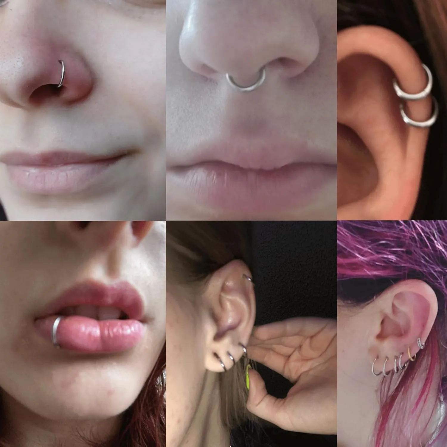 Lantine 6-12Pcs 18g 20g Nose Rings for Women Men 316L Surgical Steel 16g Septum Ring Cute Tiny Cartilage Helix Conch Daith Tragus Earrings 6-16mm Set