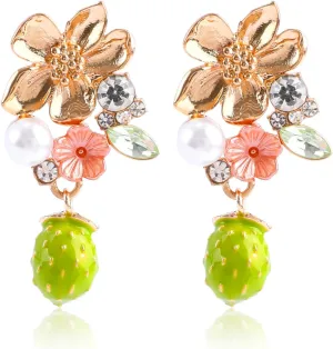 Lemon Dangle Earrings for Women Gold Hoop Lemon Pendant Earrings Refresh Sweet Flower Charm Drop Weird Statement Fruit Earrings Aesthetic Summer Funny Simulation Party Jewelry Gifts
