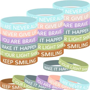 Lesnala 48 Pcs Inspirational Rubber Bracelets