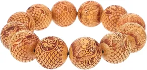 LIFKOME Beads Bracelet Prayer Beads Bracelet for Unisex Wood Carving Dragon Pattern Wrist Jewelry Chic and Comfortable Design for Any Occasion