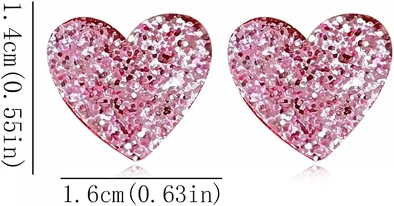 Lightweight Unique Acrylic Red Love Heart Stud Earrings for Women Wife Lover Statement Resin Jewelry Valentines Mothers Day Gifts