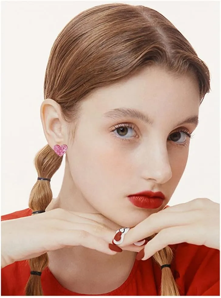 Lightweight Unique Acrylic Red Love Heart Stud Earrings for Women Wife Lover Statement Resin Jewelry Valentines Mothers Day Gifts