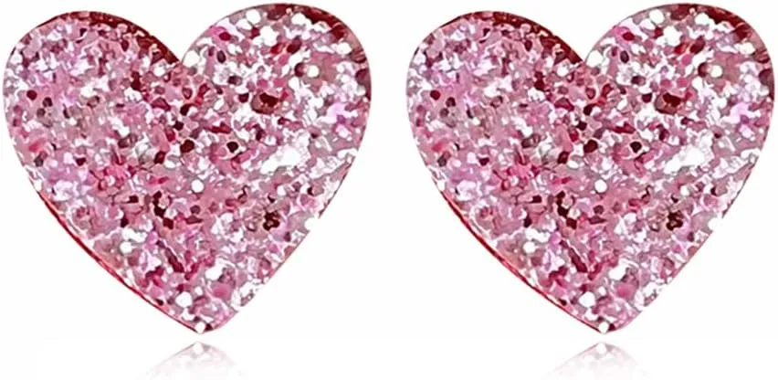 Lightweight Unique Acrylic Red Love Heart Stud Earrings for Women Wife Lover Statement Resin Jewelry Valentines Mothers Day Gifts