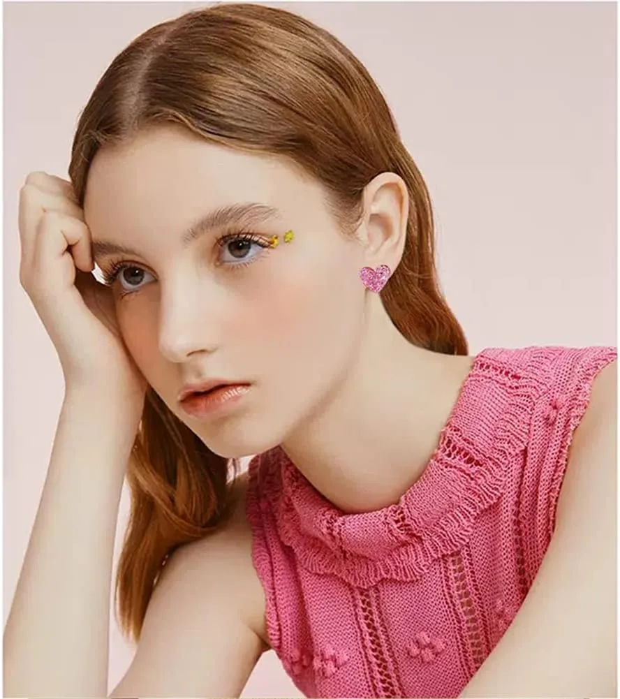 Lightweight Unique Acrylic Red Love Heart Stud Earrings for Women Wife Lover Statement Resin Jewelry Valentines Mothers Day Gifts