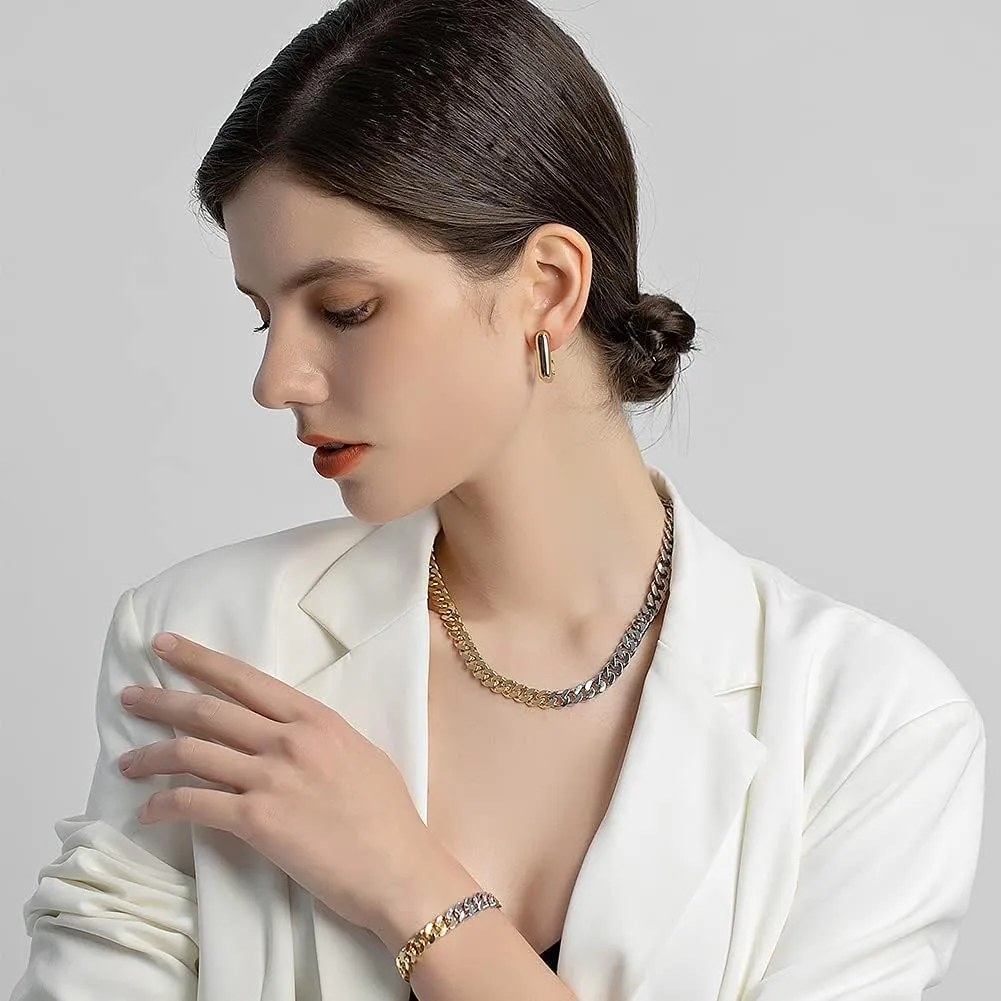 LILIE&WHITE Gold And Silver Chain Necklace For Women Rope Chain Necklace Chic Link Chunky Gold Necklace Fashion Jewelry