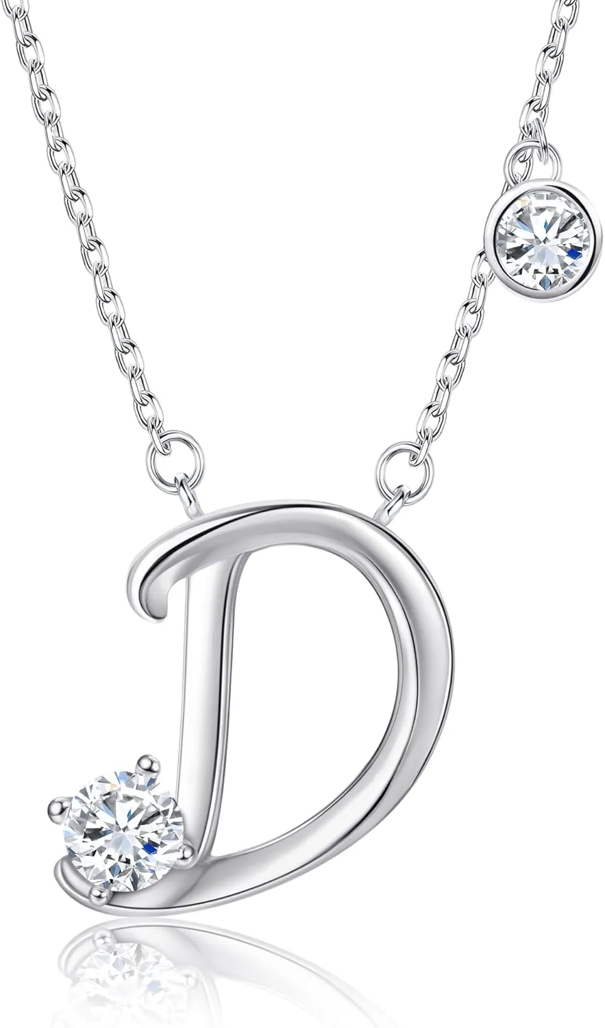 Lourny 925 Sterling Silver Initial Necklace for Women, Hypoallergenic Classic 26 Letter Alphabet Necklaces with Cubic Zirconia Jewelry Gifts for Mother Wife Sister