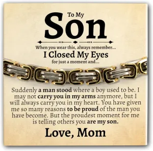 Love You This Much Sentimental Cuban Stainless Steel Bracelet - Mom to Son Gift for Birthday, Unique Present