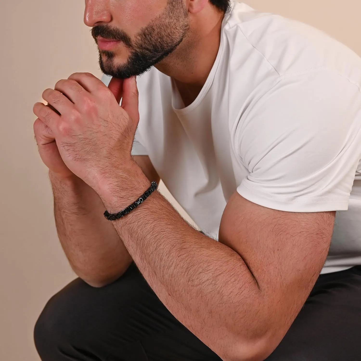 Love You This Much Sentimental Cuban Stainless Steel Bracelet - Mom to Son Gift for Birthday, Unique Present