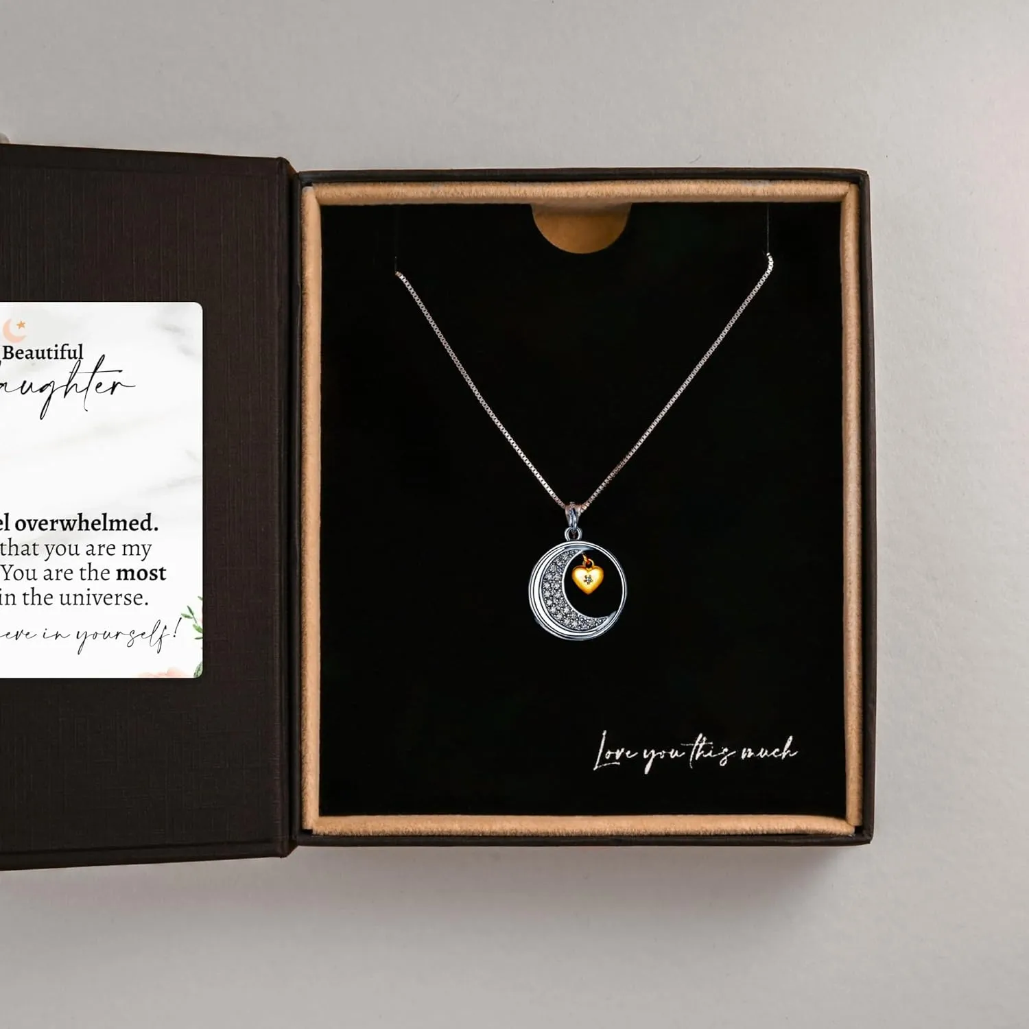 Love You to The Moon and Back .925 Sterling Silver Jewelry, Sentimental Gifts for Granddaughter, Niece, Birthday Gift for Teenage Girl, Meaningful Gift for Daughter