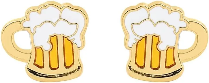 Lovely Beer Mug Stud Earrings for Women,Funny German Oktoberfest Earrings Beer Festival Costumes Outfits Accessories for Woman