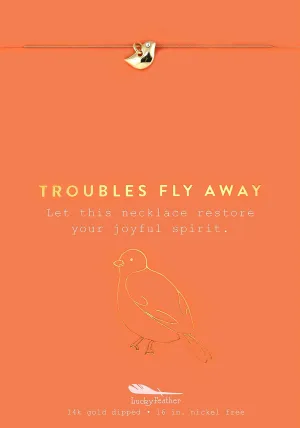 Lucky Feather 14k Gold Bird Necklace for Women - Small Bird Pendant Necklace Will Help Troubles Fly Away, Presented on Sentimental Message Card, Ideal Gifts for Women and Teenage Girls