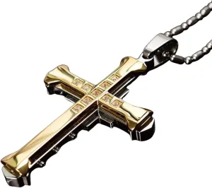 Male Crystal Cross Jesus Pendant Gold/Black/Blue Color Zirconia Necklace Stainless Steel Jewelry