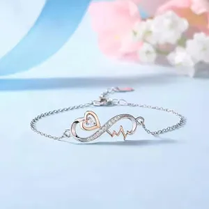 MASALADI To My Daughter Forever Love Heart Infinity Heartbeat Bracelet,Sentimental Gifts for Daughter,Birthday Graduation Christmas gift,