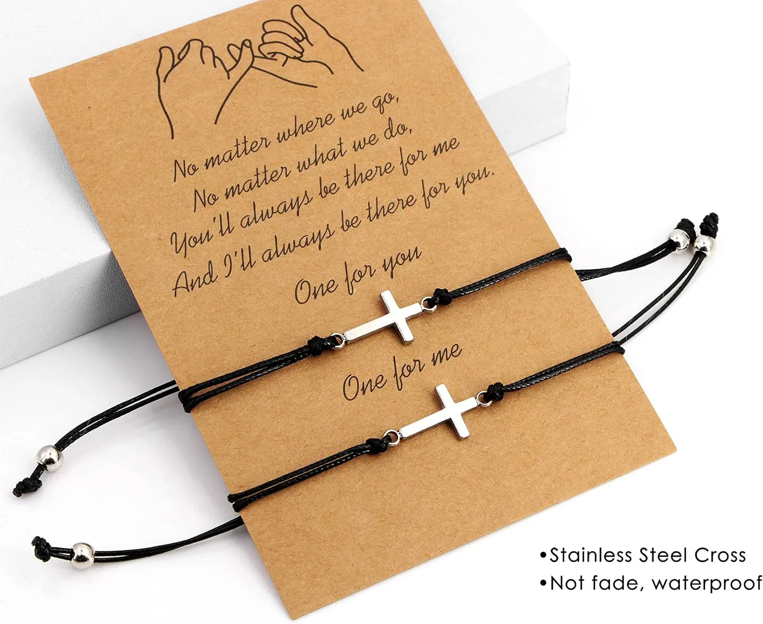 Me&Hz Pinky Promise Bracelet Sunflower/Cross/Heart/Compass Matching Couple Friendship Bracelets Mother Daughter Best Friend Gift for Women