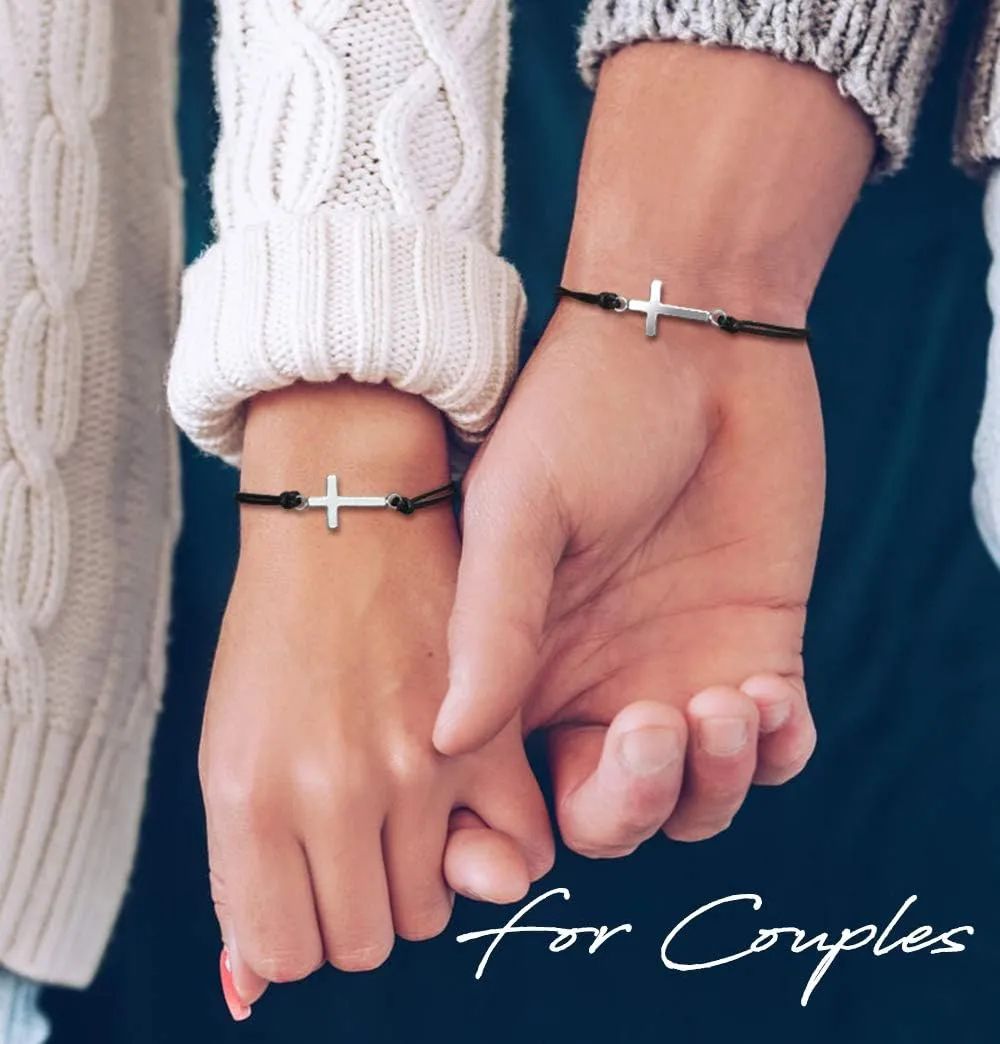 Me&Hz Pinky Promise Bracelet Sunflower/Cross/Heart/Compass Matching Couple Friendship Bracelets Mother Daughter Best Friend Gift for Women