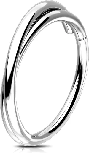 Melighting 20G/18G Double Nose Ring Hoop 316L Surgical Steel Hinged Segment Clicker Cartilage Helix Daith Tragus Rook Conch Earring Lip Ring Piercing Jewelry 6mm 8mm 10mm 12mm