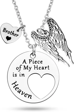 Memorial Jewelry for Brother Sympathy Necklace Grief Gifts for Loss of Brother Remembrance Gifts Bereavement Condolences Gift for Loss Loved 1 In Memory of brother in Heaven Necklaces