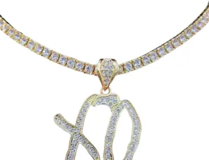 Men Women Hip Hop Letters Pendant Necklace with 4mm Zircon Tennis Chain Iced out Bling Necklaces HipHop Fashion Jewelry Fashion Accessories Creative