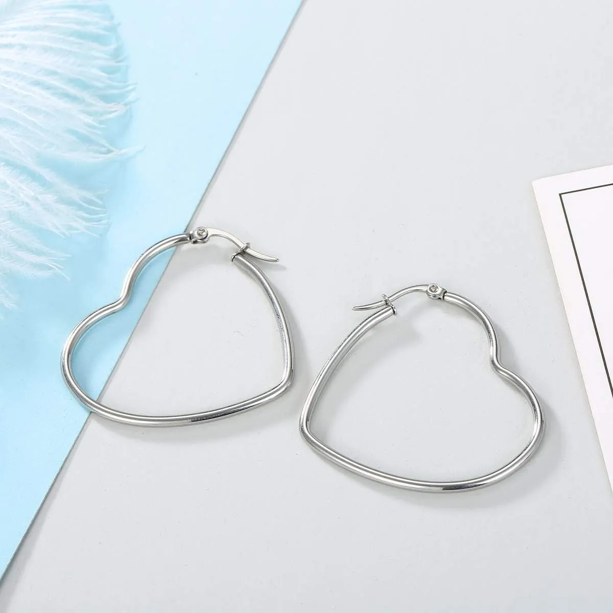 MengPa Hoop Earrings for Women Black Gold Plated Loops Drop Earring Fashion Jewelry