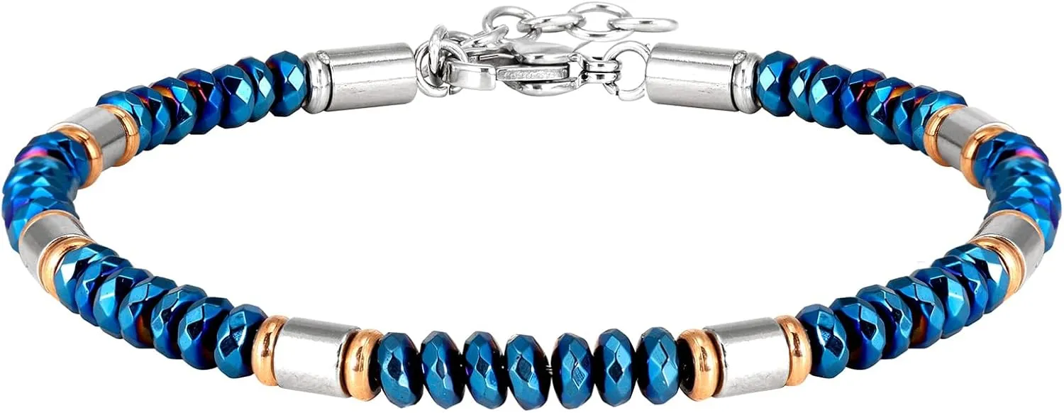 Mens Bracelet Stainless Steel Bracelets,Valentines Birthday Annivesary Jewelry Gifts for Husband Father Mother Friends,Casual Trendy Men's Bracelets Cool Adjustable