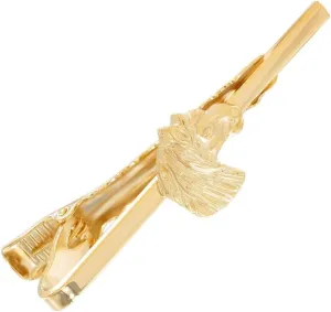 Mens Gold Tone Necktie Tie Clasp Clip Horse 2 3/8" Fashion Details for Ties Trendy Accessories Stylish Additions Chic Details