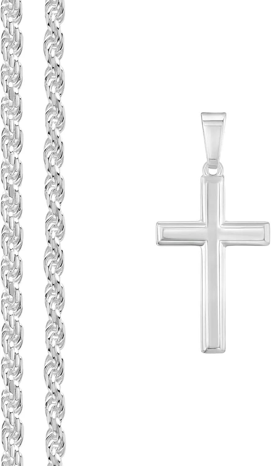 Mens Sterling Silver Cross Necklace with Rope Chain and Meaningful Keepsake Card - Ready To Give Gift In Box