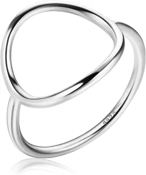 MILACOLATO 925 Sterling Silver Ring for Women 18K White Gold Plated Open Circle Karma Rings Polished Fashion Simple Plain Stackable Statement Promise Rings Comfort Fit Size 5-9