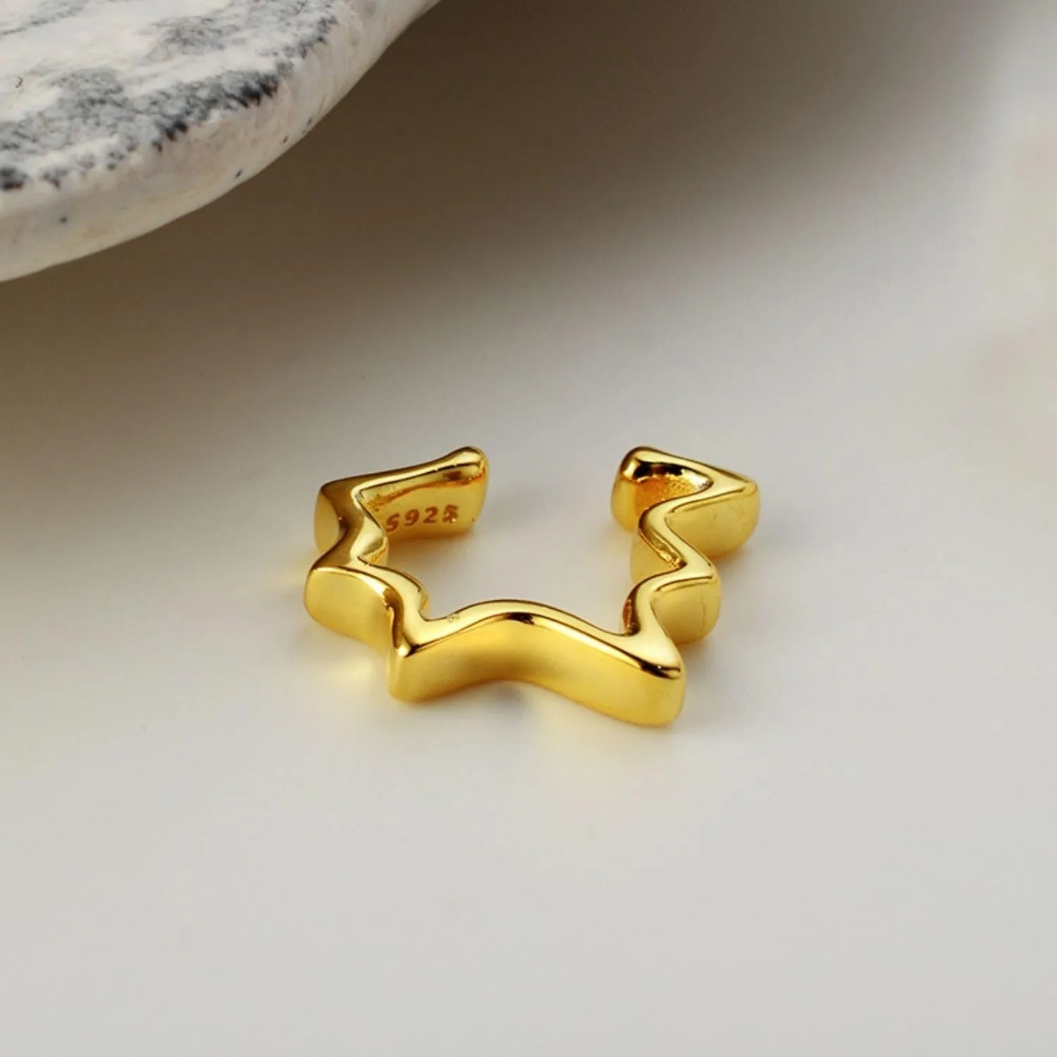 Minimalist Sterling Silver Ear Cuff for Women - Non-Piercing Ear Clip, Unique Fake Earrings, Irregular Ear Cartilage Cuff