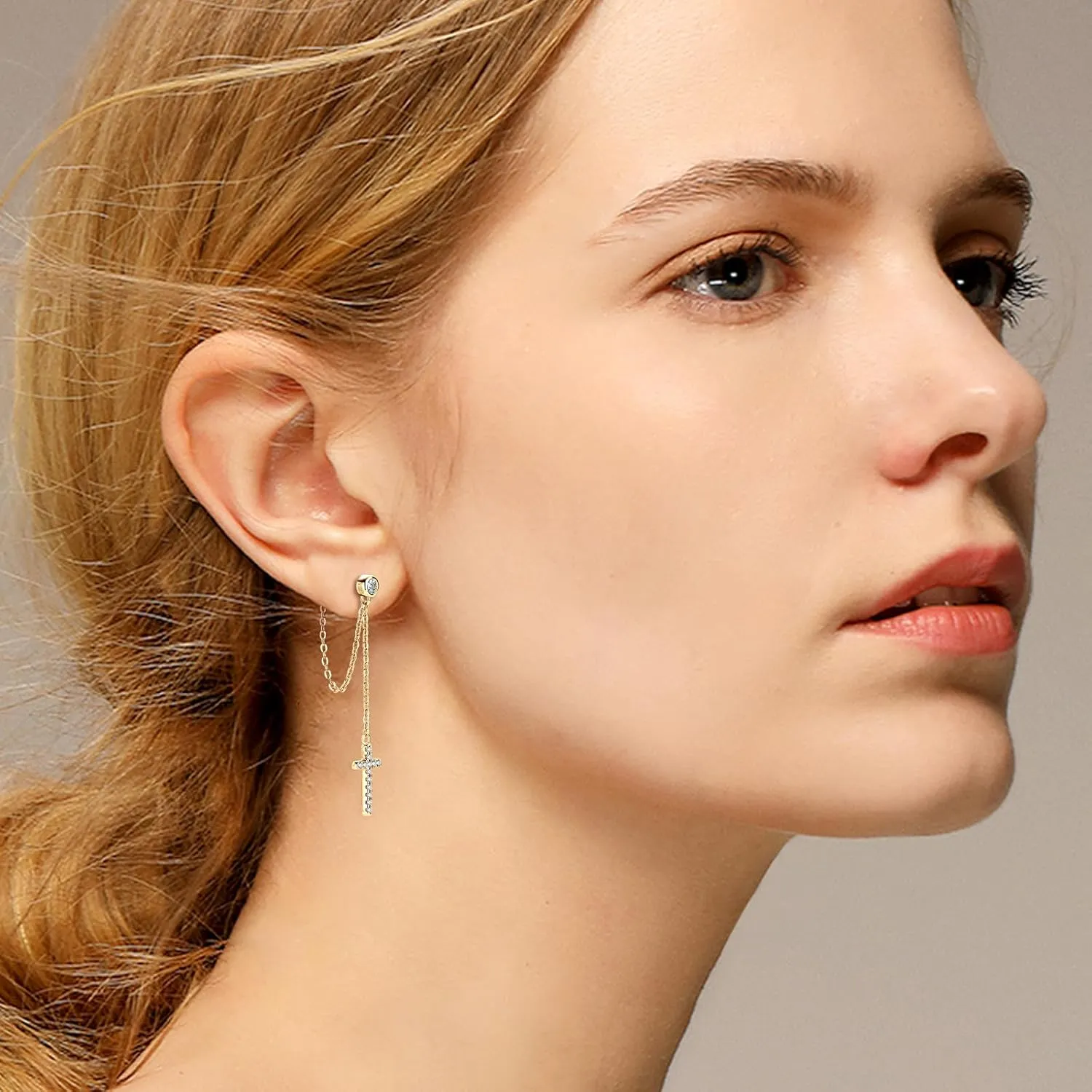 Moissanite Earrings, Lab Created Imitation Diamond Drop Earrings, 925 Sterling Silver Hypoallergenic Dangle Earrings, 18K Gold Plated Jewelry