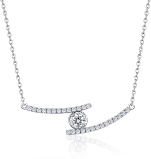 Moissanite Necklace - 0.5CT/2CT GRA Certified, 925 Sterling Silver Plated 18K White Gold Diamond Pendant for Women, Girlfriend