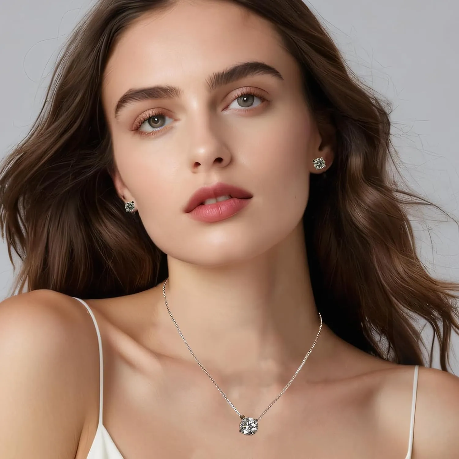 Moissanite Necklace - 0.5CT/2CT GRA Certified, 925 Sterling Silver Plated 18K White Gold Diamond Pendant for Women, Girlfriend