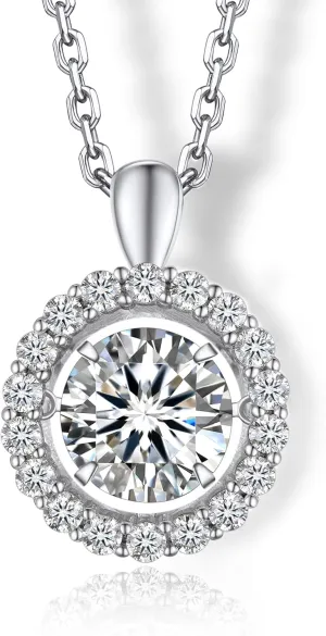 MomentWish Heart Necklace for Women, Sparkling Gift for Her, 1Carat Moissanite Heart Pendent for Her, 925 Sterling Silver Dance Necklace for Anniversary Christmas Valentines