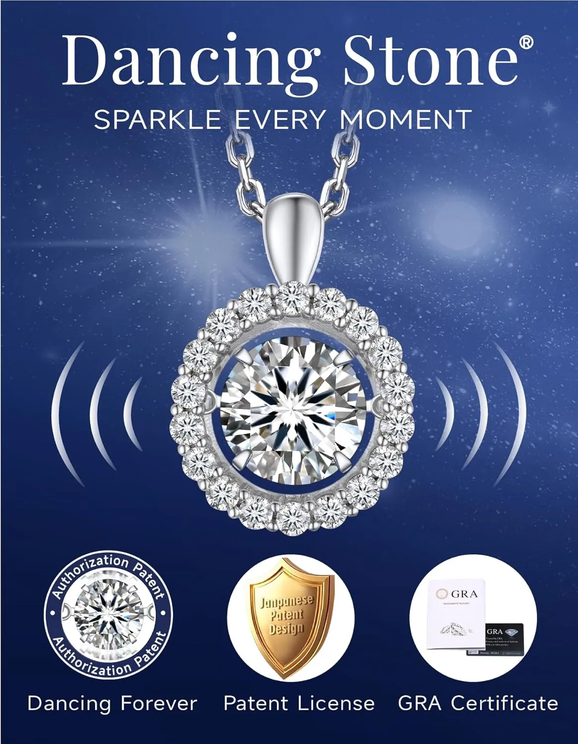 MomentWish Heart Necklace for Women, Sparkling Gift for Her, 1Carat Moissanite Heart Pendent for Her, 925 Sterling Silver Dance Necklace for Anniversary Christmas Valentines