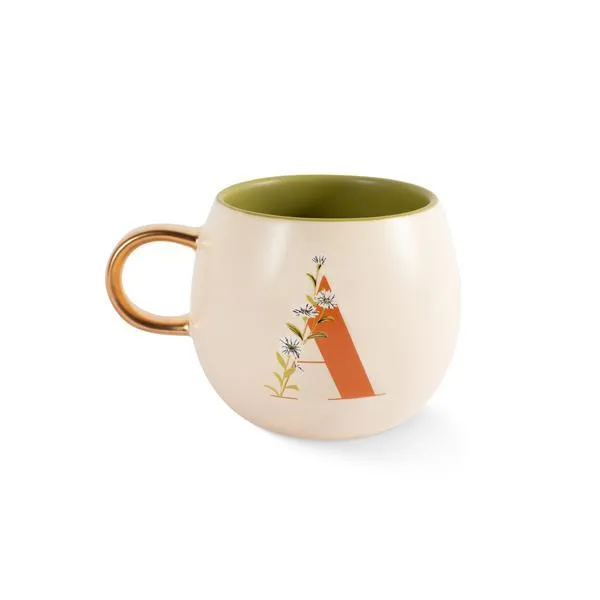 Monogram Floral "A" Round Mug