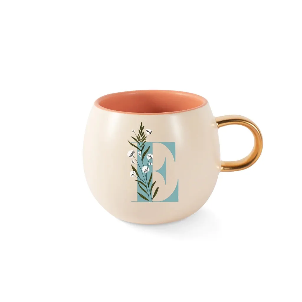 Monogram Floral "E" Round Mug