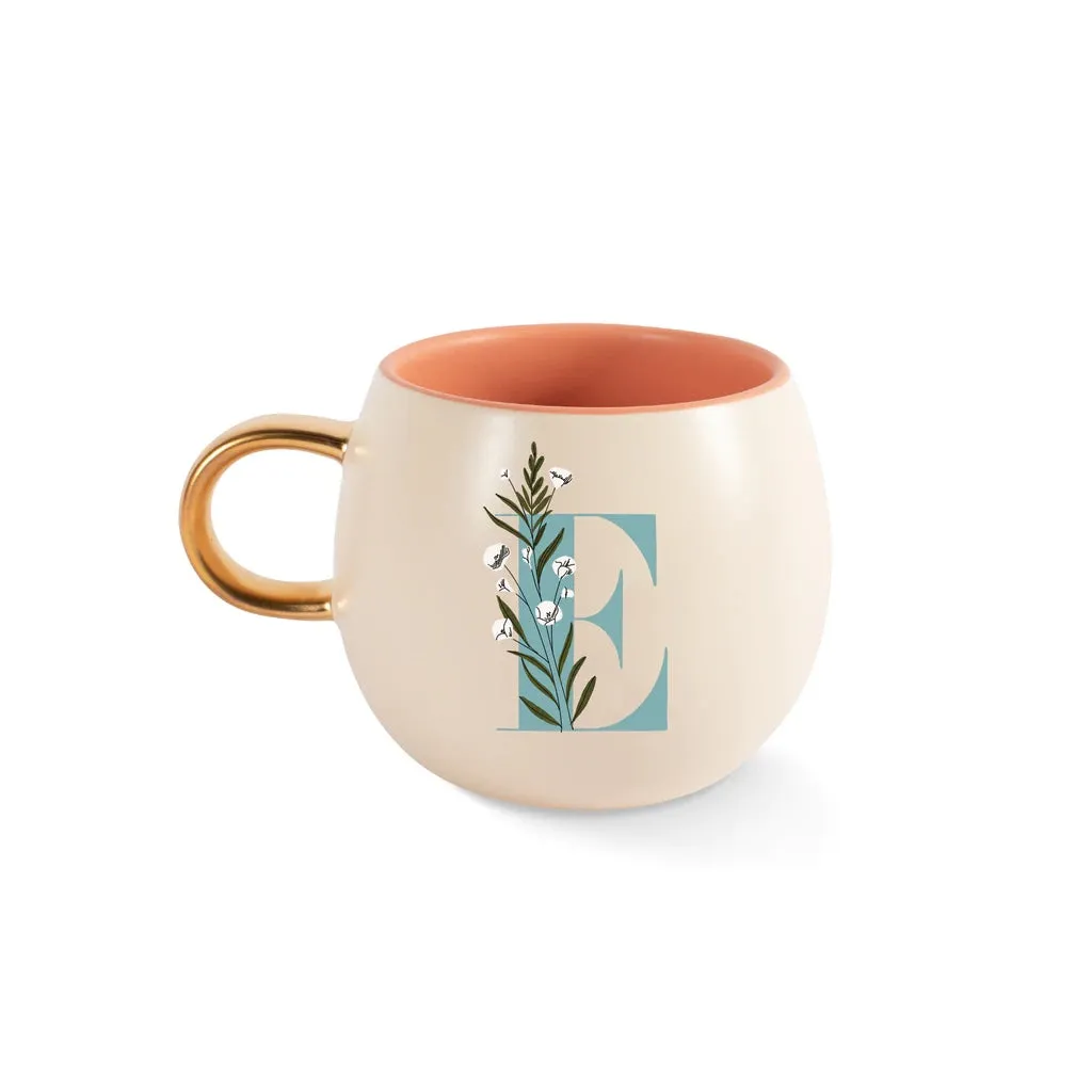 Monogram Floral "E" Round Mug