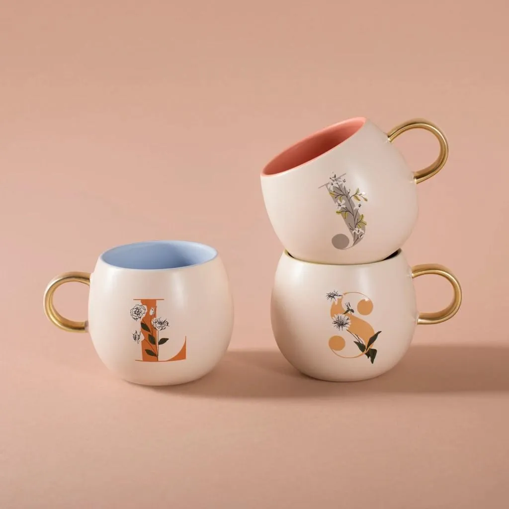 Monogram Floral "J" Round Mug