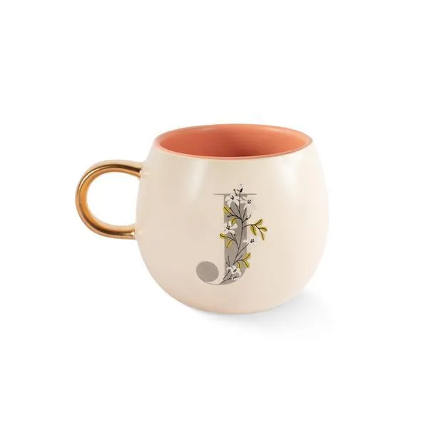 Monogram Floral "J" Round Mug