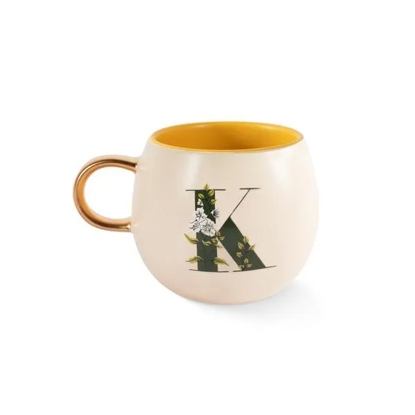 Monogram Floral "K" Round Mug