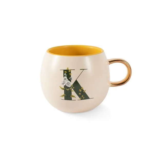 Monogram Floral "K" Round Mug